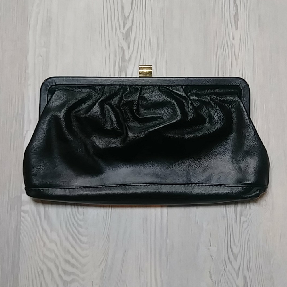 Vintage Black Leather Clutch